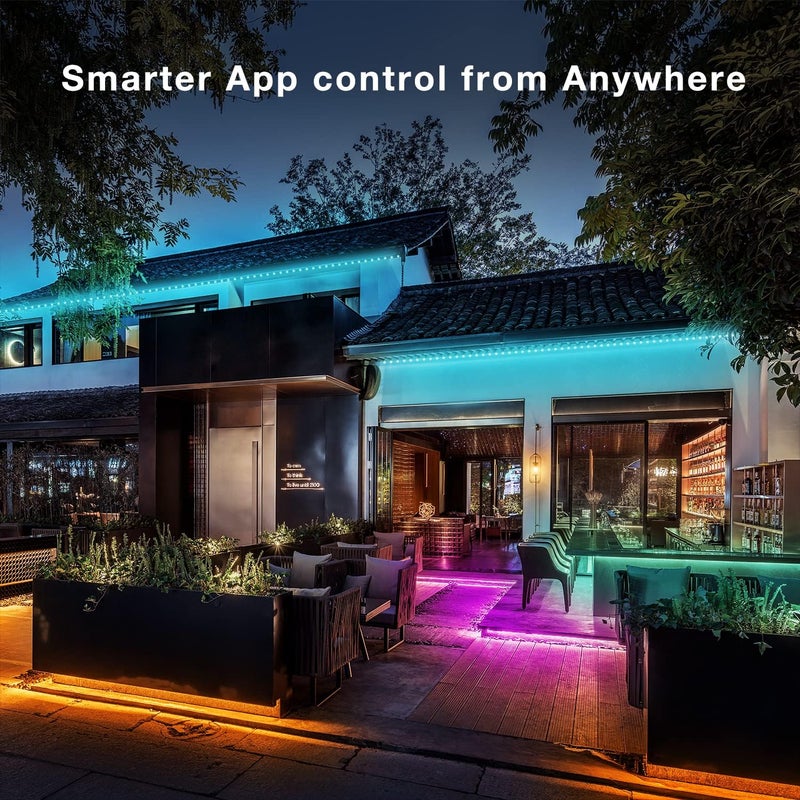 DAYBETTER Outdoor Led Strip Lights Waterproof, Smart Led Light Strips with Remote and App Control, 5050 RGB Color Changing Led Lights for Bedroom, Roof Eaves, Room Decor, 65.6 ft(4 Rolls of 16.4ft) - Image 2